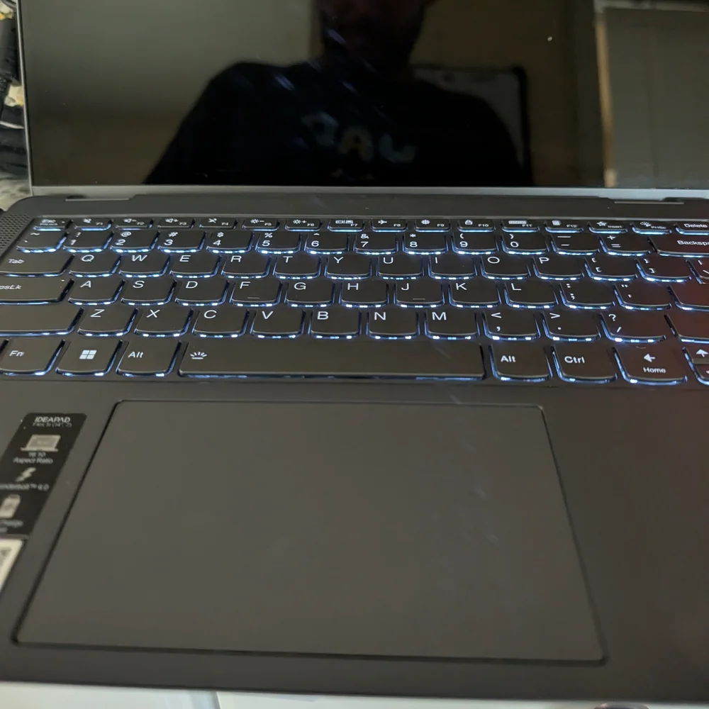 Lenovo Black Laptop with Blue Backlit Keyboard